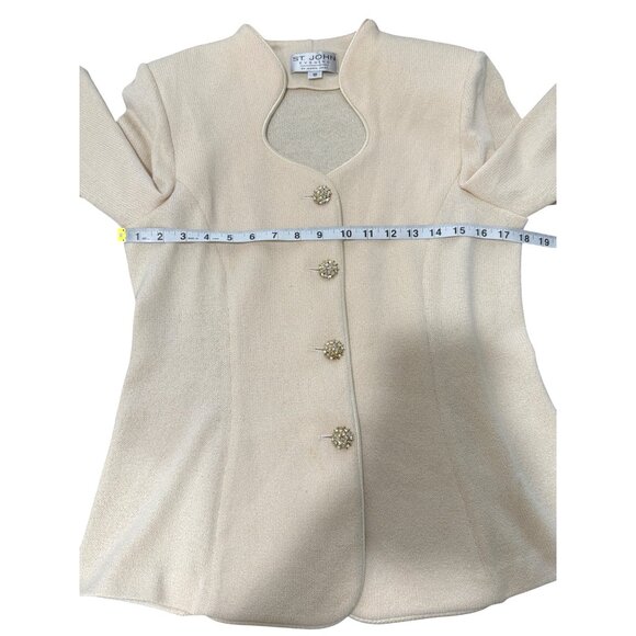 St. John Evening Marie Gray Jacket Santana Knit Beige Size 10 - See Condition - Picture 7 of 10